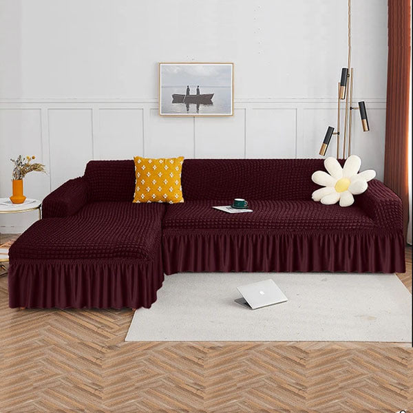 L Shape Bubble Frill Sofa Cover