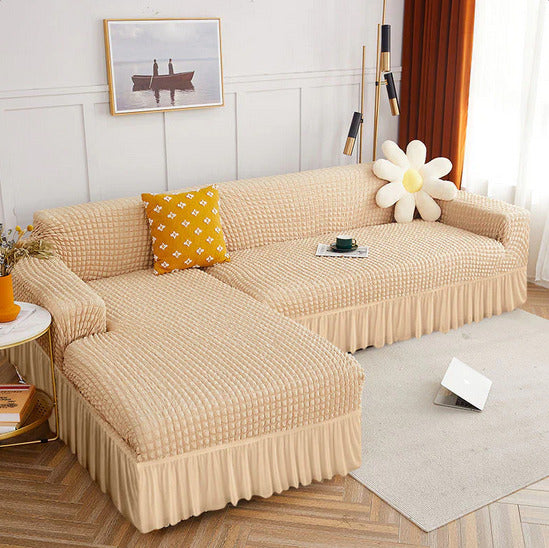L Shape Bubble Frill Sofa Cover