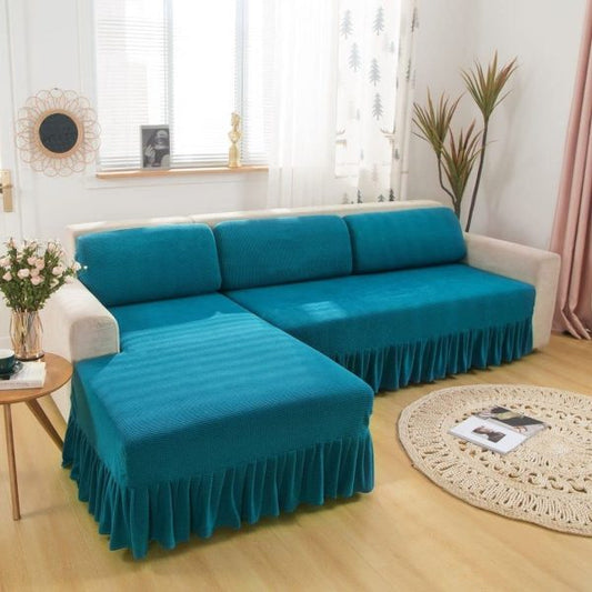 L Shape Turkish Frill Sofa Cover