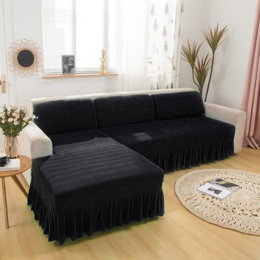 L Shape Turkish Frill Sofa Cover