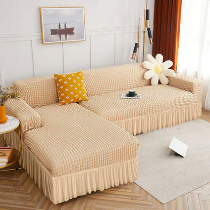 L Shape Bubble Frill Sofa Cover