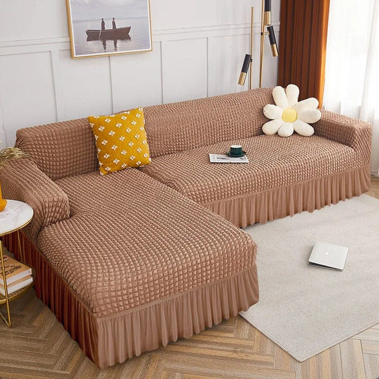 L Shape Bubble Frill Sofa Cover