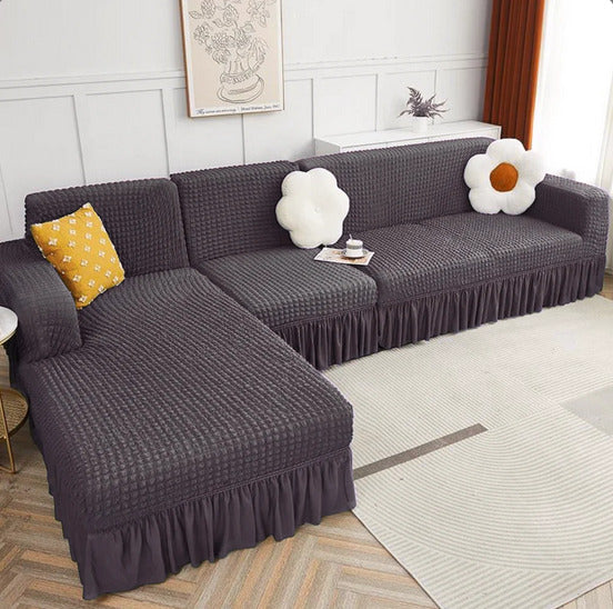 L Shape Bubble Frill Sofa Cover