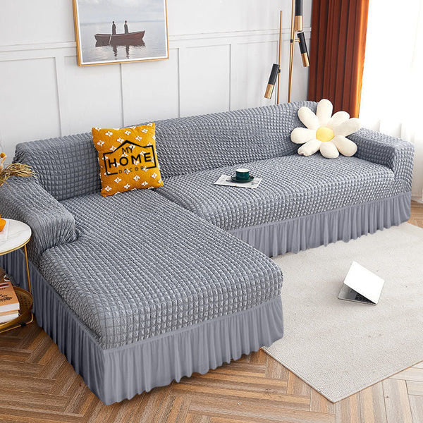 L Shape Bubble Frill Sofa Cover