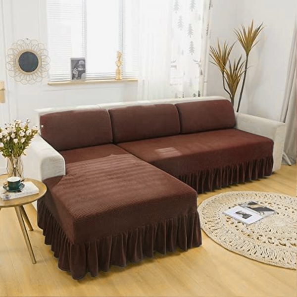L Shape Turkish Frill Sofa Cover