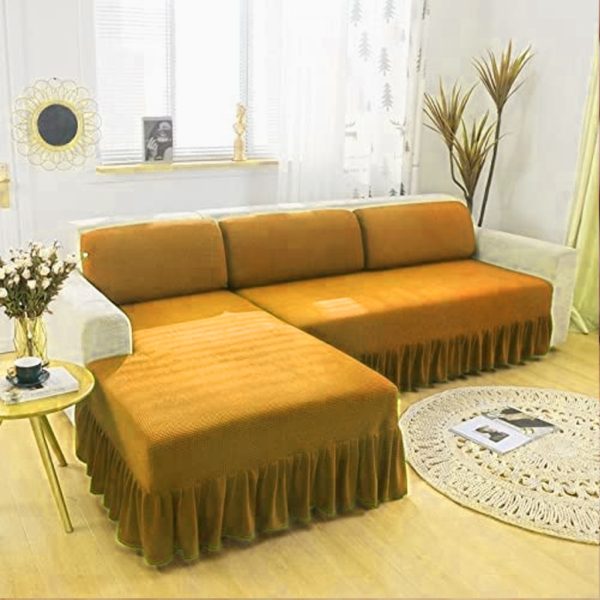 L Shape Turkish Frill Sofa Cover