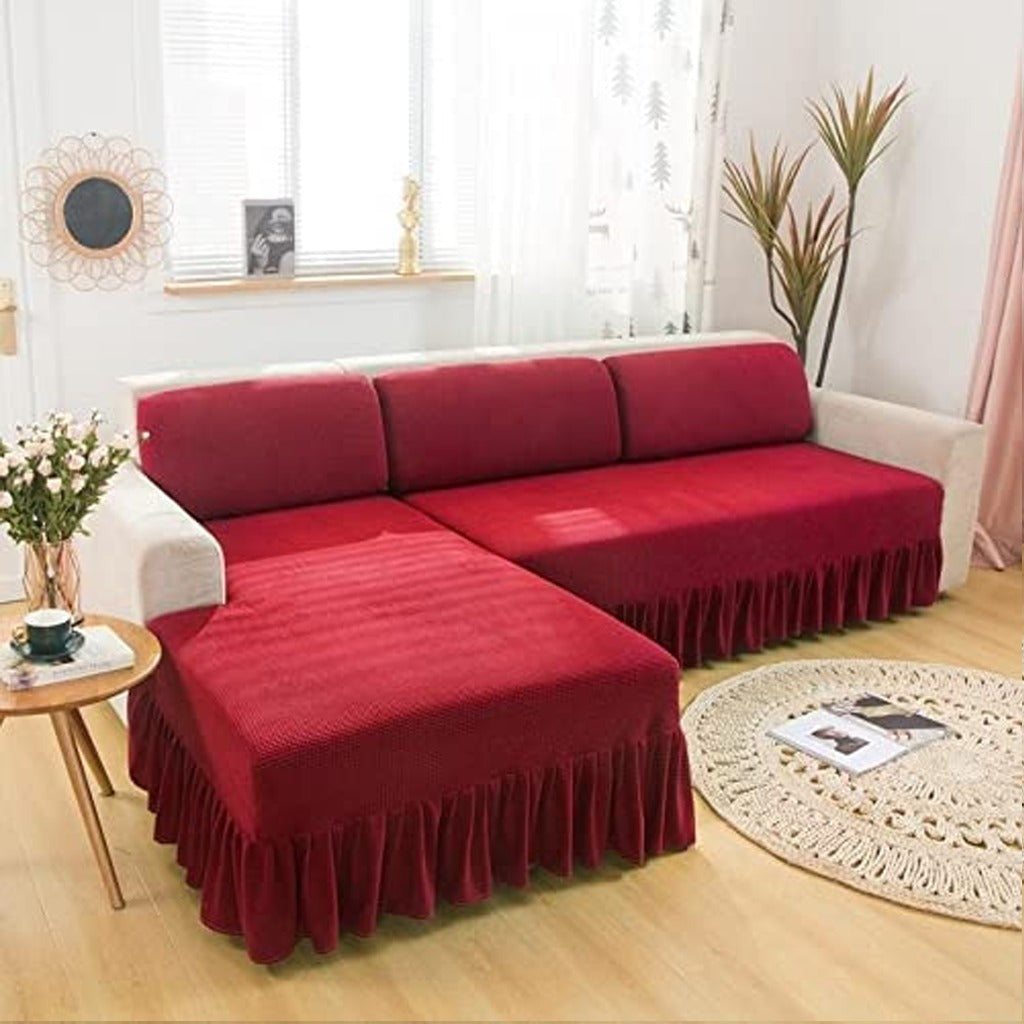 L Shape Turkish Frill Sofa Cover